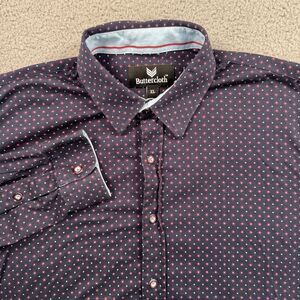Butter Cloth Shirt Mens XL‎ Blue Long Sleeve Button Up Cotton Stretch
